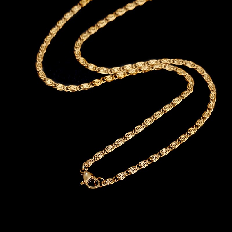 Classic 3mm Stainless Steel Snail Chain Necklace - 60cm (yellow)
