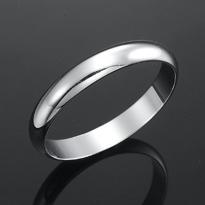 Rhodium Plated Men's Band Ring (4mm) - US Size 9