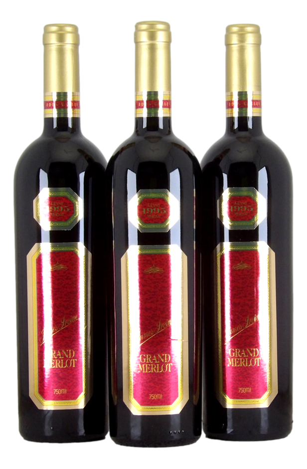 IRVINE Grand Merlot 1995 (3x 750mL), Eden Valley. 5* Prov