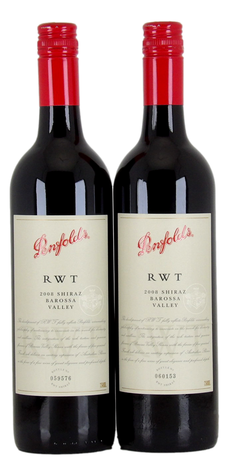 PENFOLDS RWT Shiraz 2008 (2x 750mL), Barossa Valley. 5* Prov