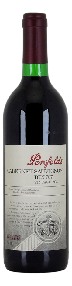 PENFOLDS Bin 707 1998 Bottle No.138185 (1x 750mL), South Australia. 5* Prov