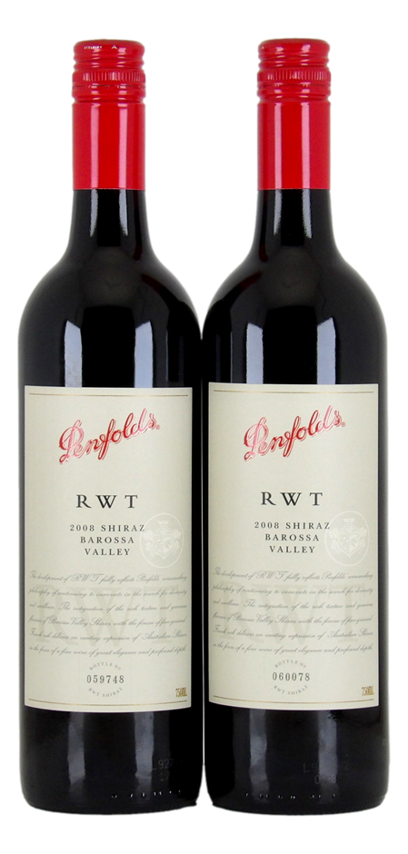 PENFOLDS RWT Shiraz 2008 (2x 750mL), Barossa Valley. 5* Prov