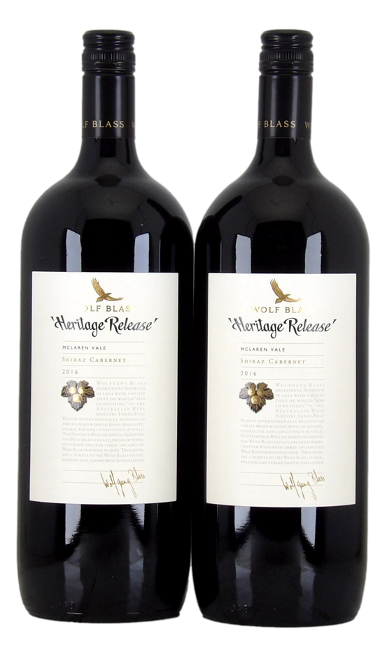 Wolf Blass Heritage Release Shiraz Cab 2016 (2x 1.5L), McLaren Vale 5* Prov