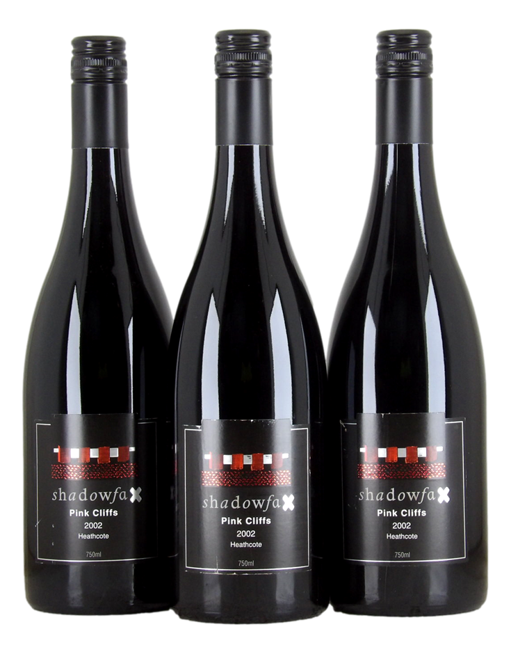 SHADOWFAX Pink Cliffs Shiraz 2002 (3x 750mL), Heathcote. 5* Prov