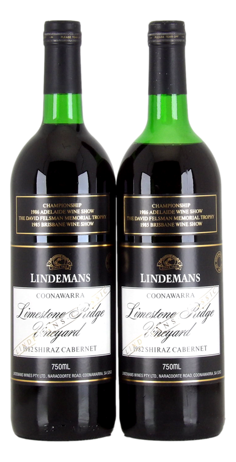 LINDEMANS Limestone Ridge Vineyard Shiraz Cab 1982 (2x 750mL). 5* Prov