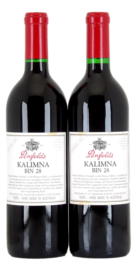 PENFOLDS Kalimna Bin 28 Shiraz 1991 (2x 750mL), South Australia. 5* Prov