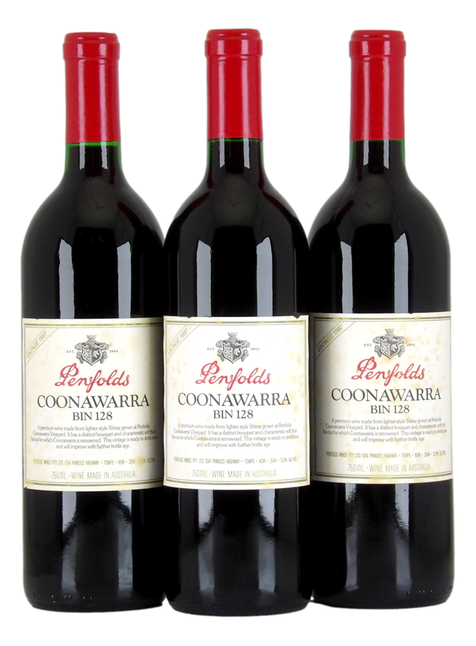 PENFOLDS Bin 128 Shiraz 1987 Re-Corking Clinics 2012 (3x 750mL) 5* Prov