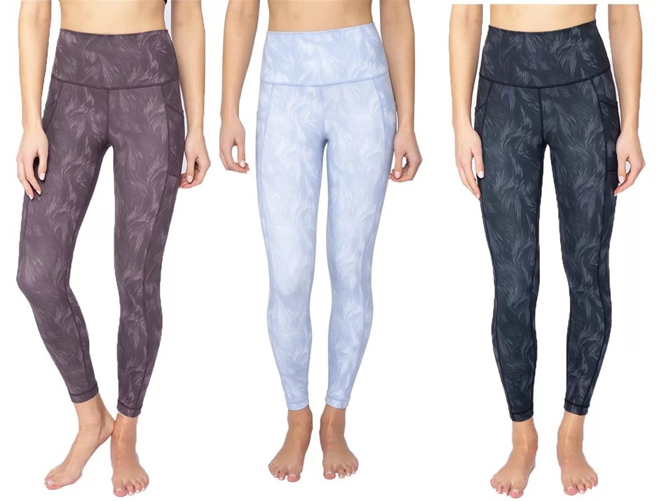 3 x 90 DEGREE Feather Palm Tree Ankle Legging Size XS: Mauve, Black Grey, W