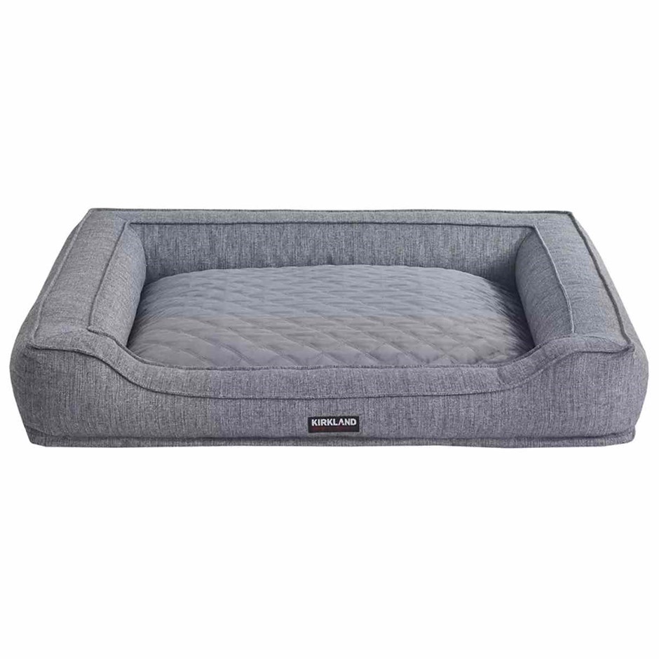 Kirkland Signature Bolster Cuddler Pet Bed Grey Quilt (24" x 32")