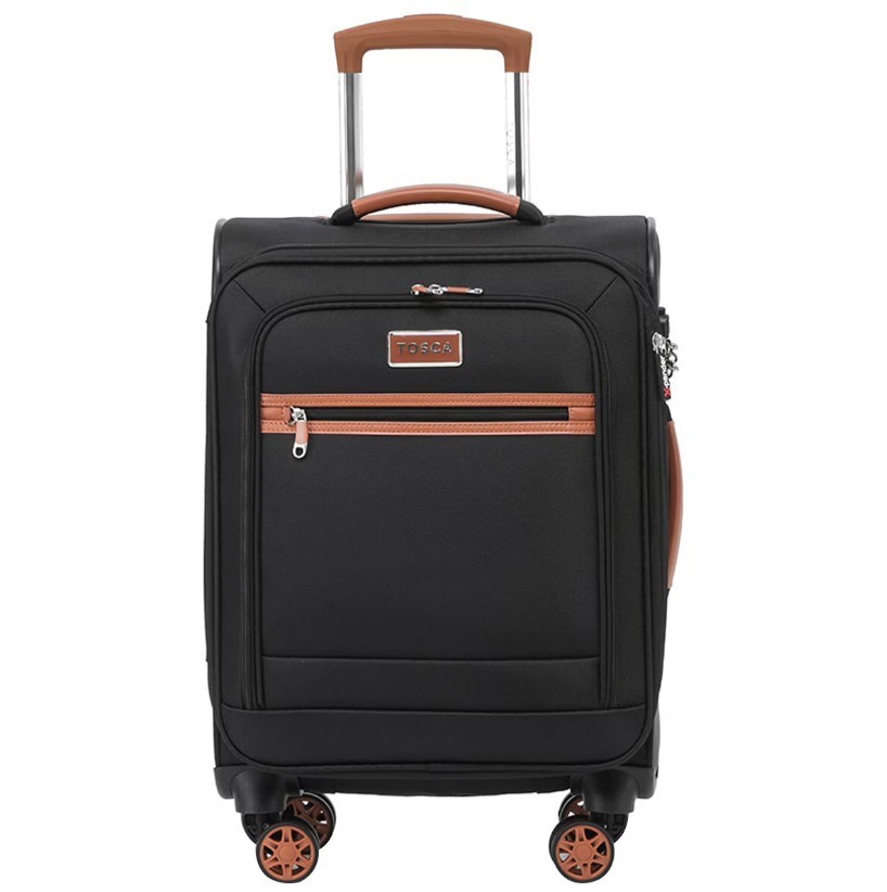 TOSCA Park Avenue Softside Luggage Case, Black Tan, Carry-on, 53cm