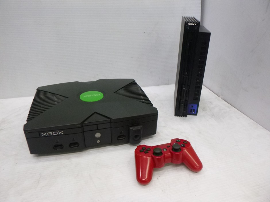 Box of Assorted Items including Microsoft Xbox, Sony Playstation 2