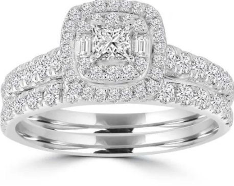 9K WHITE GOLD 1.00CT HI I1 DIAMOND BRIDAL SET