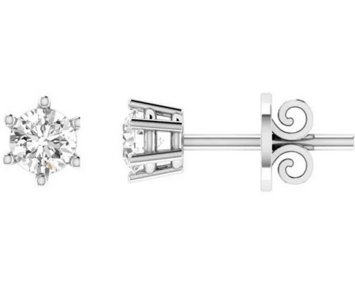 18K WHITE GOLD 0.75CT GH I1 DIAMOND 6 CLAW STUDS