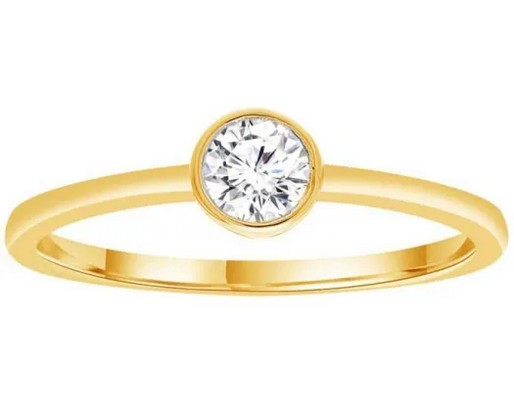 9K YELLOW GOLD 0.25ct F VS ROUND LAB DIAMOND RING