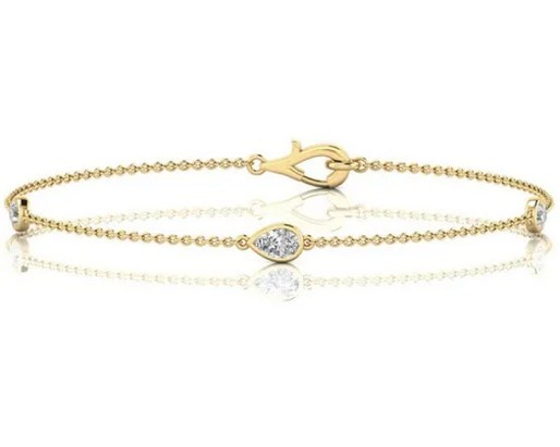9K YELLOW GOLD 0.33ct F VS LAB DIAMOND STATION BRACELET 18cm