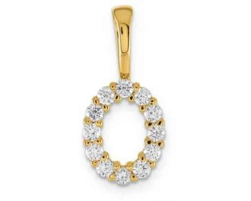 9K YELLOW GOLD 0.13ct F VS LAB DIAMOND INITIAL "O" PENDANT