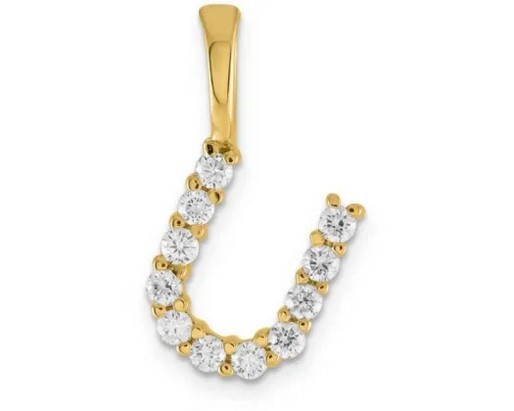 9K YELLOW GOLD 0.10ct F VS LAB DIAMOND INITIAL "U" PENDANT