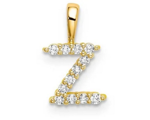 9K YELLOW GOLD 0.13ct F VS LAB DIAMOND INITIAL "Z" PENDANT