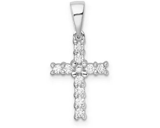 9K WHITE GOLD 0.10ct F VS LAB DIAMOND CROSS PENDANT