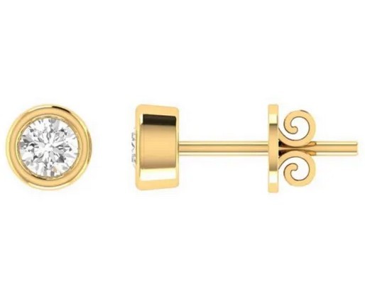 18K Yellow Gold 1.00CT GH I1 DIAMOND BEZEL SET EARRINGS