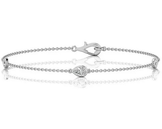 9K WHITE GOLD 0.33ct F VS LAB DIAMOND STATION BRACELET 18cm