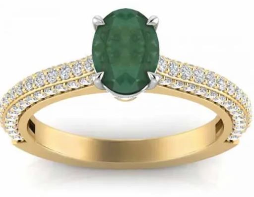 EXC 18K Yellow Gold 0.50ct HI I1 DIAMOND EMERALD RI