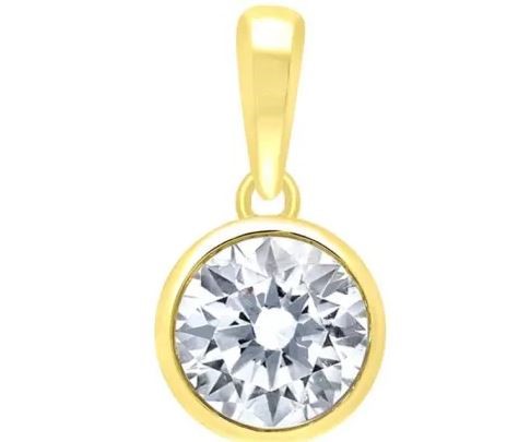 9K Yellow Gold 0.50ct HI I1 DIAMOND CLAW PENDANT