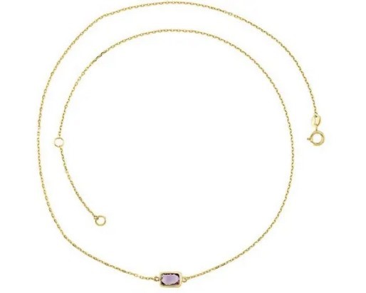 9K YELLOW GOLD FACETED AMETHYST NECKLACE 45cm