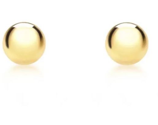 9K Yellow GOLD HLW 5mm BALL STUD EARRINGS
