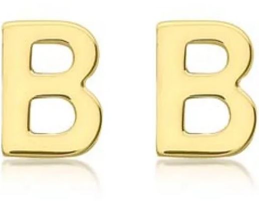 9K Yellow Gold MINI INITIAL 'B' STUD EARRINGS