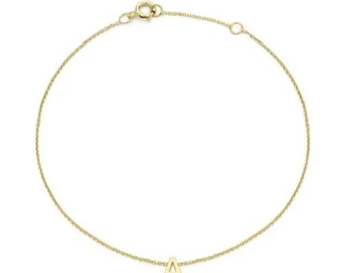 9K Yellow Gold MINI INITIAL 'B' Bracelet 15.5-19cm
