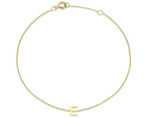 9K Yellow Gold MINI INITIAL 'E' Bracelet 15.5-19cm