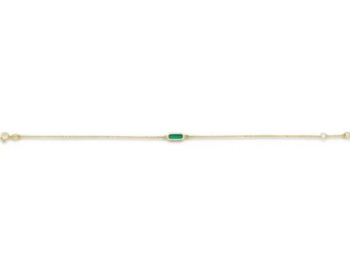 9K Yellow Gold MALACHITE BRACELET 17-19cm