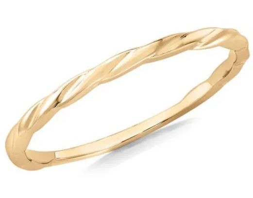 9K Yellow Gold TWIST SLIM STACKER RING