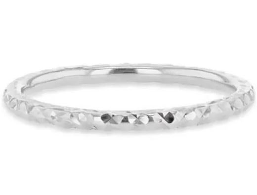 9K WHITE GOLD SOLID DIAMOND CUT STACKER RING