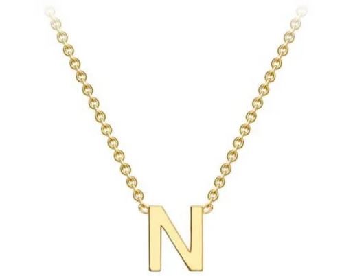 #1 9K YELLOW GOLD INITIAL 'N' NECKLACE 38+5cm