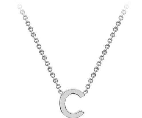#1 9k White Gold Initial 'C' Necklace 38+5cm