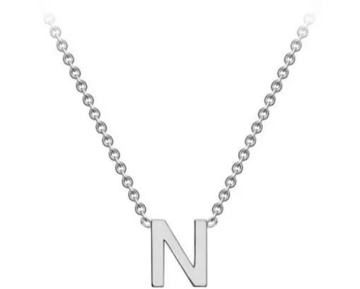 #1 9K WHITE GOLD INITIAL 'N' NECKLACE 38+5cm