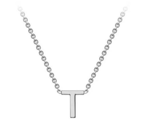 #1 9k White Gold Initial 'T' Necklace 38+5cm