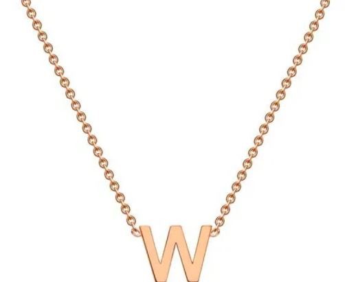 #1A 9K ROSE GOLD INITIAL 'W' NECKLACE 38+5cm