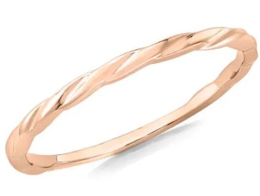 9k Rose Gold Twist Slim Stacker Ring