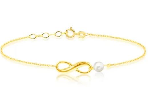9K Yellow Gold F/W PEARL INFINITY Bracelet 16.5-18cm