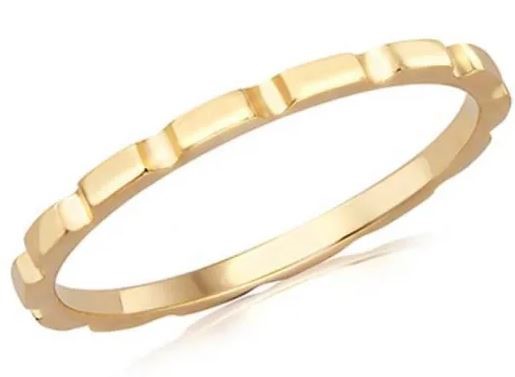 9K Yellow Gold BRICK STACKER RING