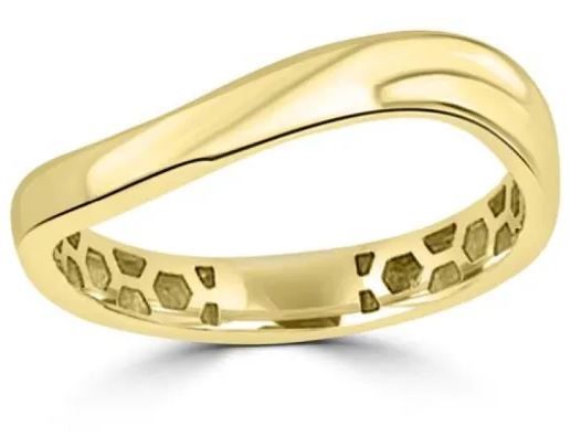 9K Yellow Gold SOLID CURVED RING