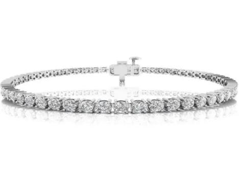 9K WHITE GOLD 3.00ct F VS LAB GROWN DIAMOND OVAL TENNIS BRACELET 18cm