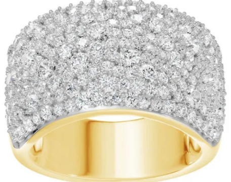 9K YELLOW GOLD 2.00ct F VS LAB DIAMOND WIDE PAVE RING