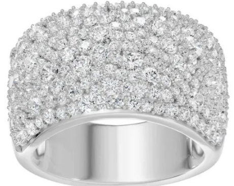 9K WHITE GOLD 2.00ct F VS LAB DIAMOND WIDE PAVE RING