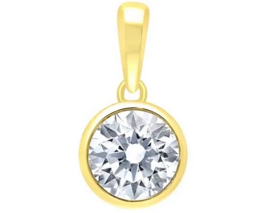 9K Yellow Gold 0.25ct HI I1 DIAMOND BEZEL PENDANT