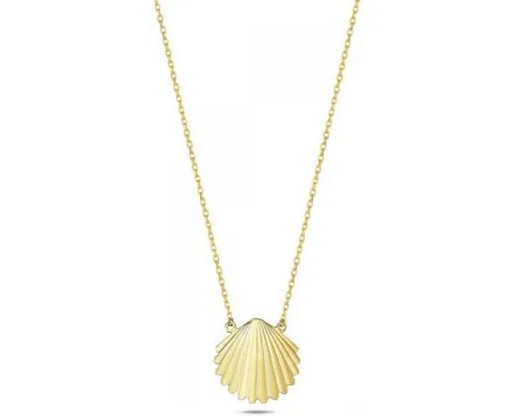 9K YELLOW GOLD CLAM SHELL NECKLACE 40-45cm