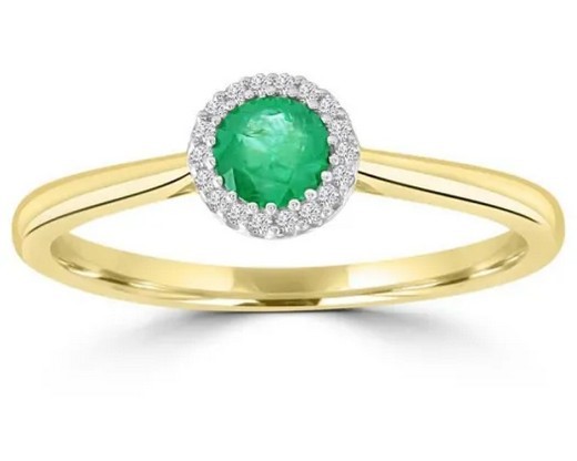 9k Yellow Gold 0.05ct Hi I1 Diamond Emerald Rng